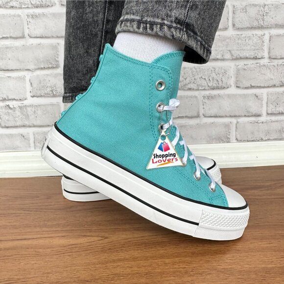 ⭐Converse Chuck Taylor All Star Lift Platform Charms 8 Womens Shoes Teal A06492C - Picture 2 of 13
